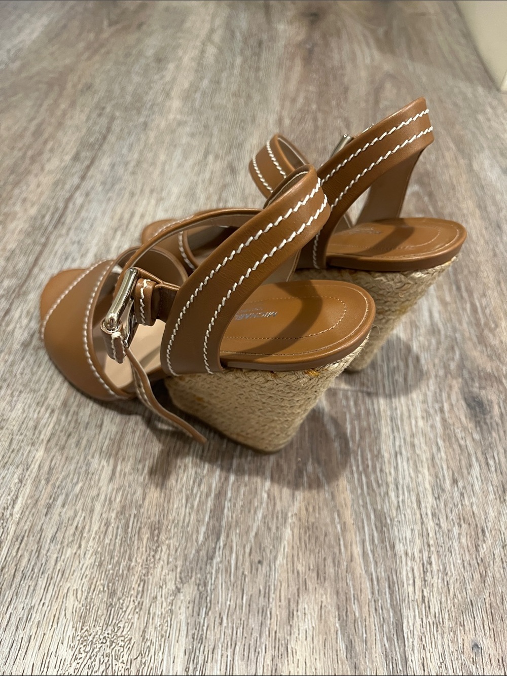 Michael Kors Tan Leather Ankle-Strap Sandals - Picture 3 of 8